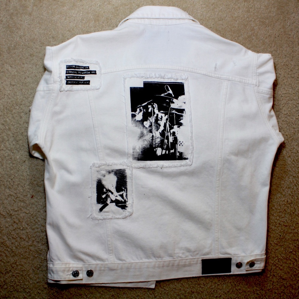 THE KOOPLES Oversized White Denim Jacket w/ PATCH